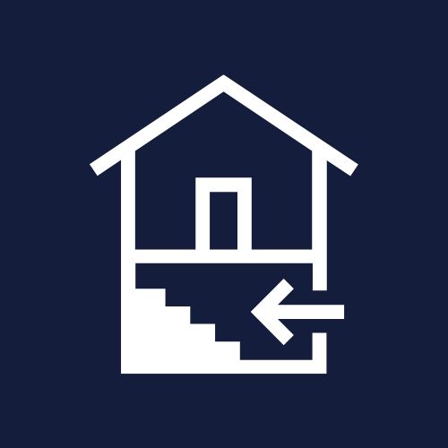 Icon of house with basement entry