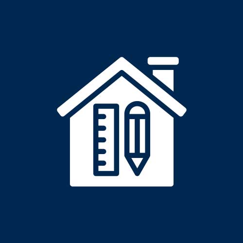 Icon of house with pencil inside