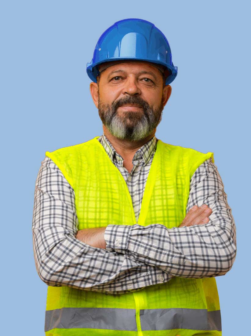 Construction foreman with reflective vest